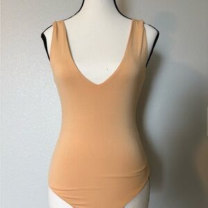 Lovers + Friends Tan V-Neck Bodysuit